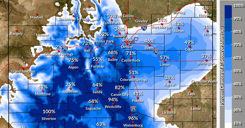 Répartition ville par ville : à quelle quantité de neige s’attendre lors d’une grosse tempête sur le point de frapper le Colorado