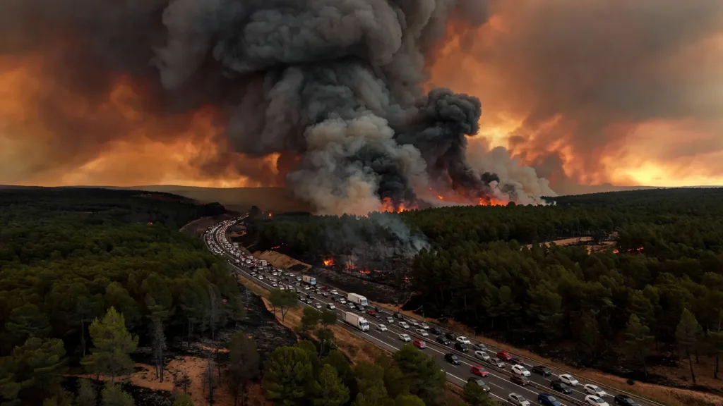 Gard : violent incendie à Lédenon, 350 hectares brûlés, l'A9 coupée et des habitants confinés